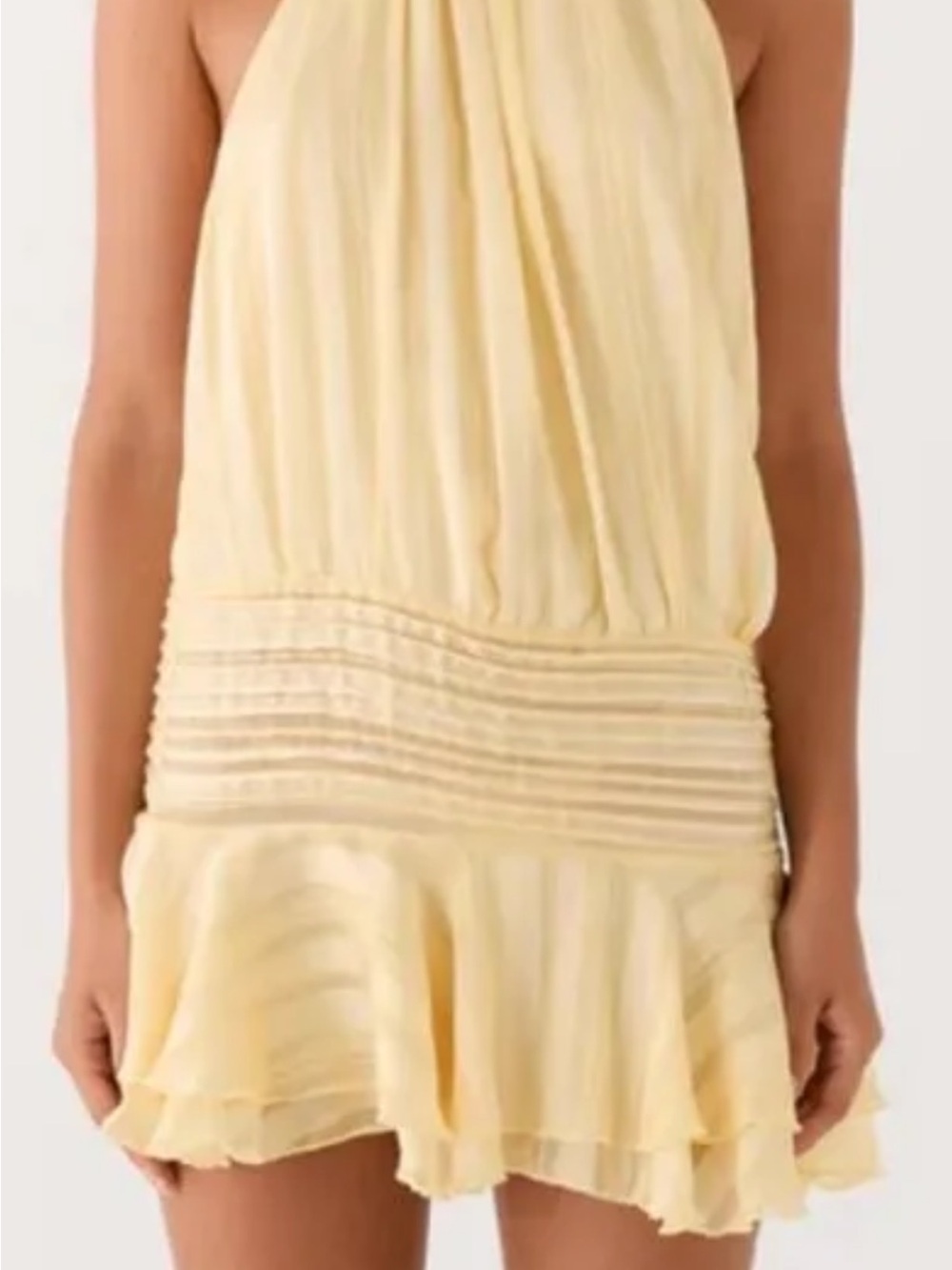 Peppermayo Soft Yellow Satin Halter Dress - Picture 4 of 4